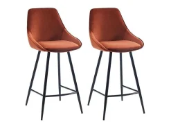 Conjunto De 2 Bancos Altos Veludo Cor Terracota - Masurie