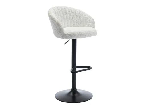 Conjunto De 2 Bancos Altos Em Tecido Boucle E Metal Branco - Doraliz