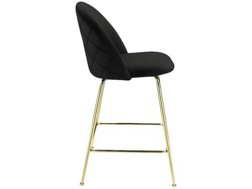 Conjunto De 2 Bancos Altos Em Veludo E Metal Dourado Cor Preto - Melbourne