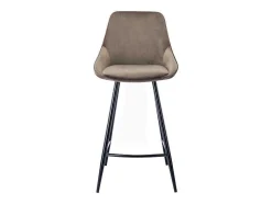 Conjunto De 2 Bancos Altos Em Veludo Cor Taupe - Masurie