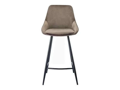 Conjunto De 2 Bancos Altos Em Veludo Cor Taupe - Masurie