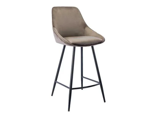 Conjunto De 2 Bancos Altos Em Veludo Cor Taupe - Masurie