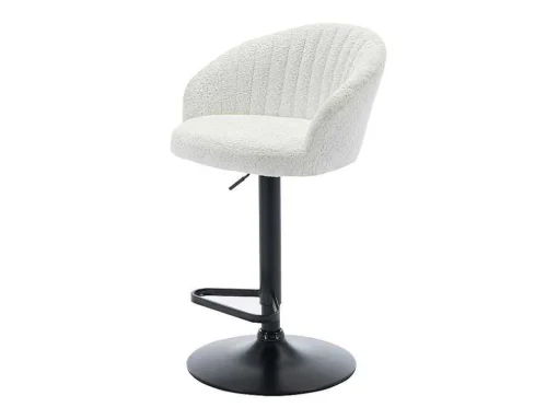 Conjunto De 2 Bancos Altos Em Tecido Boucle E Metal Branco - Doraliz