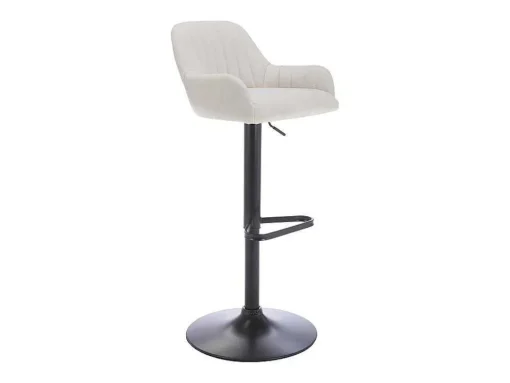 Conjunto De 2 Bancos Altos Tecido E Metal Preto, Altura Ajustavel, Cor Creme - Eleana