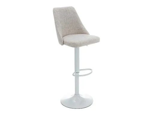 Conjunto De 2 Bancos Altos Tecido E Metal Branco, Cor Bege - Kiyola