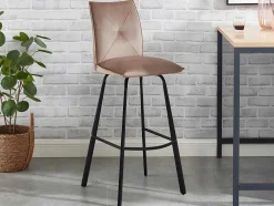 Conjunto De 2 Bancos Altos Em Veludo E Metal Cor Taupe - Indilane