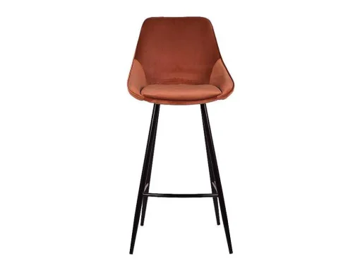 Conjunto De 2 Bancos Altos Veludo Cor Terracota - Masurie
