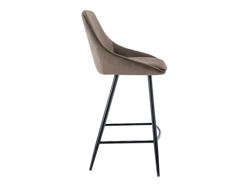 Conjunto De 2 Bancos Altos Em Veludo Cor Taupe - Masurie