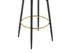 Conjunto De 2 Bancos Altos Veludo E Aco Preto, Bege E Dourado - Belinio I