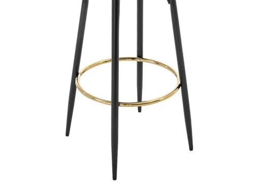 Conjunto De 2 Bancos Altos Veludo E Aco Preto, Bege E Dourado - Belinio I