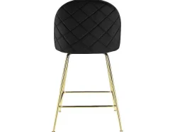 Conjunto De 2 Bancos Altos Em Veludo E Metal Dourado Cor Preto - Melbourne