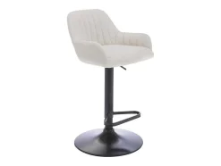 Conjunto De 2 Bancos Altos Tecido E Metal Preto, Altura Ajustavel, Cor Creme - Eleana