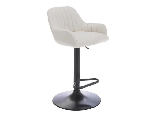 Conjunto De 2 Bancos Altos Tecido E Metal Preto, Altura Ajustavel, Cor Creme - Eleana