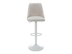 Conjunto De 2 Bancos Altos Tecido E Metal Branco, Cor Bege - Kiyola