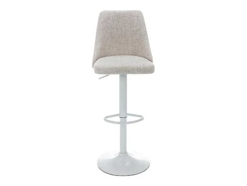 Conjunto De 2 Bancos Altos Tecido E Metal Branco, Cor Bege - Kiyola