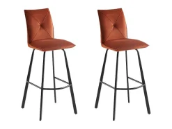 Conjunto De 2 Bancos Altos Em Veludo E Metal Cor Terracota - Indilane