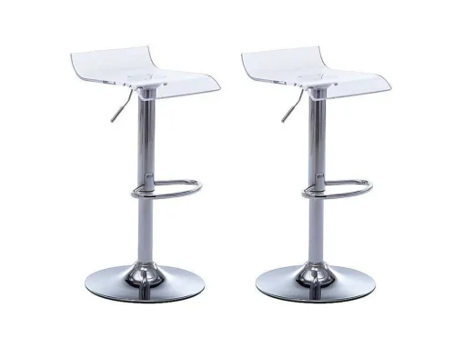 Conjunto De 2 Bancos Altos Oliver - Acrilico - Transparente