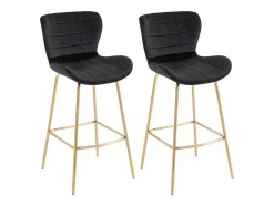 Conjunto De 2 Bancos Em Veludo E Metal Cor Preto - Tanaro