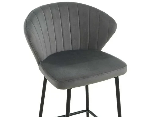 Conjunto De 2 Bancos Veludo E Metal Cinzento - Crusti