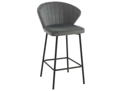 Conjunto De 2 Bancos Veludo E Metal Cinzento - Crusti