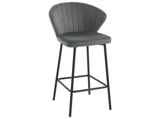 Conjunto De 2 Bancos Veludo E Metal Cinzento - Crusti