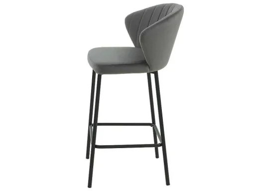 Conjunto De 2 Bancos Veludo E Metal Cinzento - Crusti
