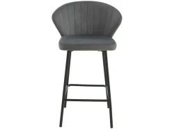 Conjunto De 2 Bancos Veludo E Metal Cinzento - Crusti