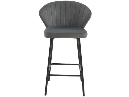 Conjunto De 2 Bancos Veludo E Metal Cinzento - Crusti