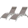 Conjunto De 2 Cadeiras De Conves Galapagos Em Aluminio Taupe Têxtilene - Aluminio Branco
