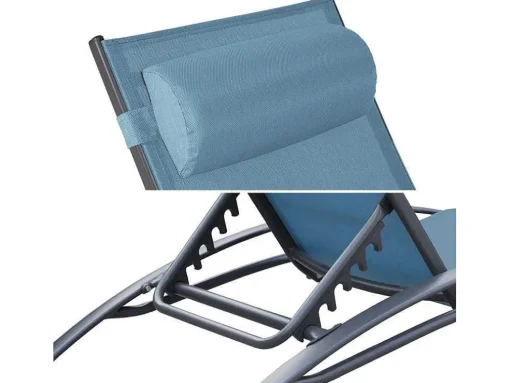 Conjunto De 2 Cadeiras De Conves Galapagos Em Têxtil Cinzento-Azul - Aluminio Cinzento Antracite