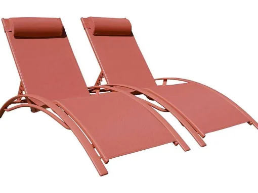 Conjunto De 2 Cadeiras De Conves Galapagos Em Terracota Têxtilene - Terracota De Aluminio