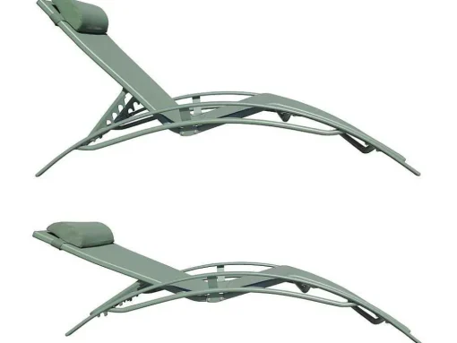 Conjunto De 2 Cadeiras De Conves Galapagos Em Salvia Verde Têxtilene - Salvia Verde Aluminio
