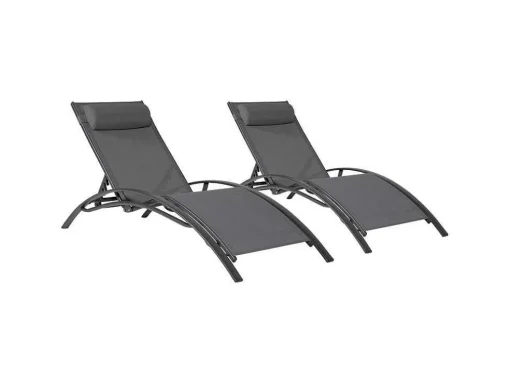 Conjunto De 2 Cadeiras De Conves Galapagos Em Têxtileno Cinzento - Antracite Cinzento Aluminio