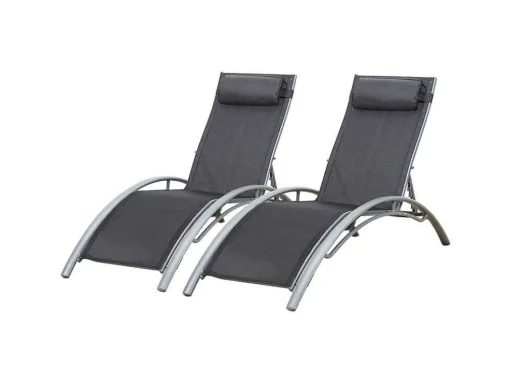 Conjunto De 2 Cadeiras De Conves Galapagos Em Têxtileno Cinzento - Aluminio Cinzento