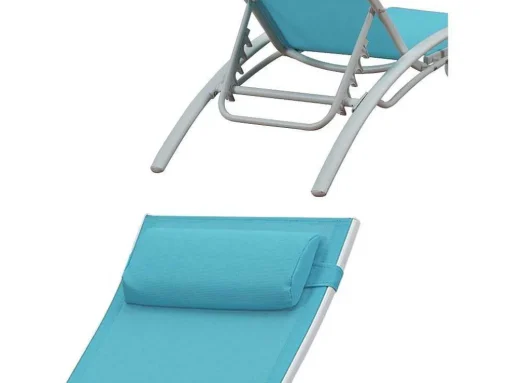 Conjunto De 2 Cadeiras De Conves Galapagos Azul Têxtileno - Aluminio Branco