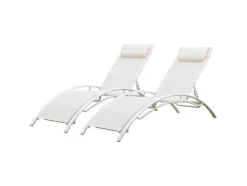 Conjunto De 2 Cadeiras De Conves Galapagos De Têxtil Branco - Aluminio Branco