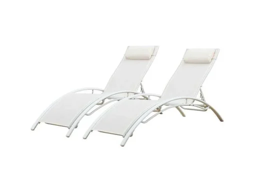 Conjunto De 2 Cadeiras De Conves Galapagos De Têxtil Branco - Aluminio Branco