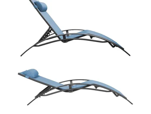 Conjunto De 2 Cadeiras De Conves Galapagos Em Têxtil Cinzento-Azul - Aluminio Cinzento Antracite