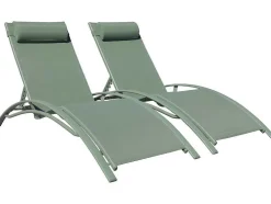 Conjunto De 2 Cadeiras De Conves Galapagos Em Salvia Verde Têxtilene - Salvia Verde Aluminio