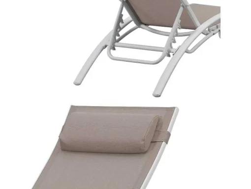 Conjunto De 2 Cadeiras De Conves Galapagos Em Aluminio Taupe Têxtilene - Aluminio Branco