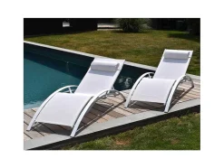 Conjunto De 2 Cadeiras De Conves Galapagos De Têxtil Branco - Aluminio Branco