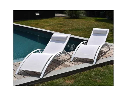 Conjunto De 2 Cadeiras De Conves Galapagos De Têxtil Branco - Aluminio Branco