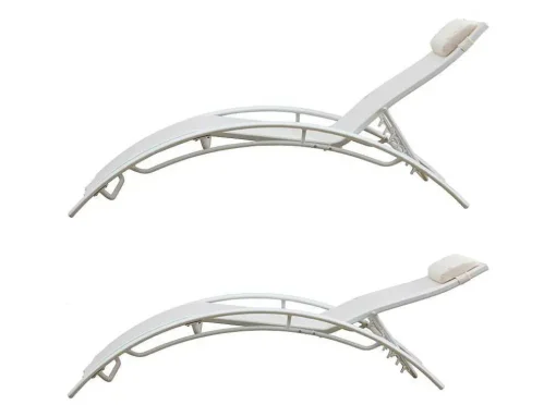 Conjunto De 2 Cadeiras De Conves Galapagos De Têxtil Branco - Aluminio Branco