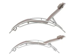 Conjunto De 2 Cadeiras De Conves Galapagos Em Aluminio Taupe Têxtilene - Aluminio Branco