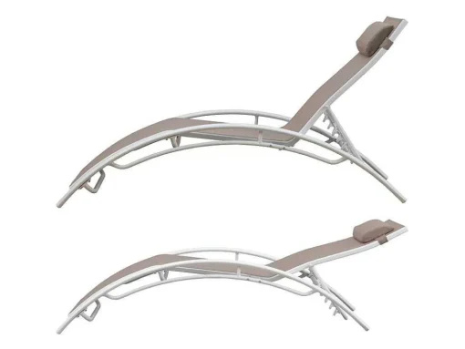 Conjunto De 2 Cadeiras De Conves Galapagos Em Aluminio Taupe Têxtilene - Aluminio Branco