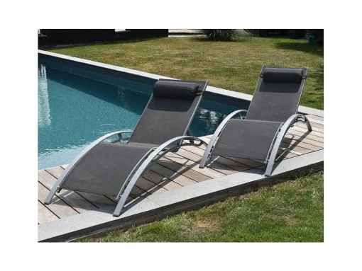 Conjunto De 2 Cadeiras De Conves Galapagos Em Têxtileno Cinzento - Aluminio Cinzento