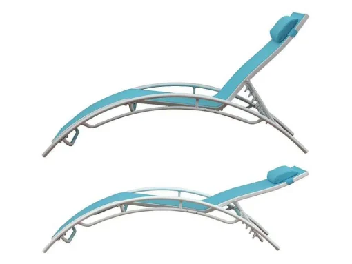 Conjunto De 2 Cadeiras De Conves Galapagos Azul Têxtileno - Aluminio Branco