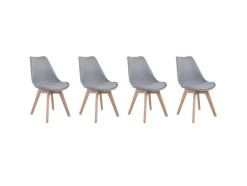 Conjunto De 4 Cadeiras Escandinavas Cinzentas Nora Com Almofada