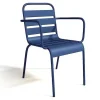 Conjunto De 2 Cadeiroes De Jardim Empilhaveis Em Metal Azul-Escuro - Mirmande