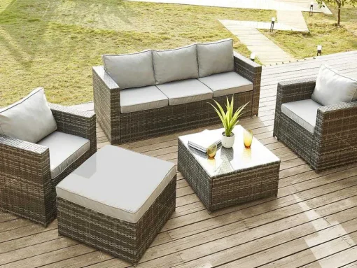 Conjunto De 2 Cadeiroes De Jardim Em Resina Entrancada Cinzento - Anori